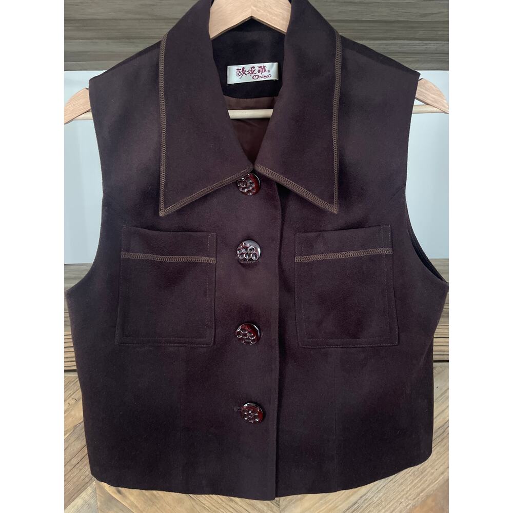 Bohemian Retro Vest in Dark Brown Oniyaa Brand Small (estimated)